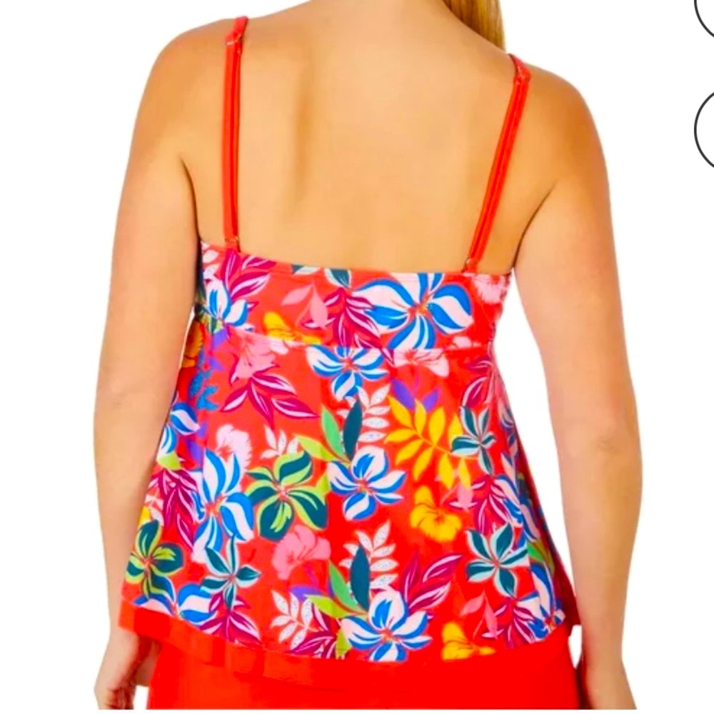 Caribbean Joe Babydoll Tankini Swim Top - Picture 2 of 7